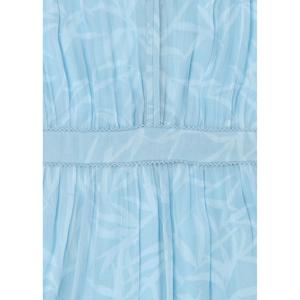 Whistles Blue Bamboo Leaves Gathered Dress